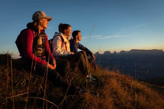 Morgensonne geniessen auf der 7-Gipfel-Tour am Flumserberg