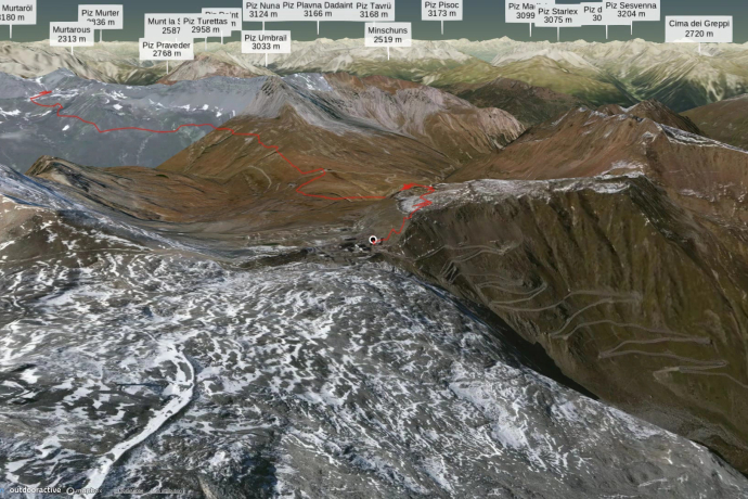 Bike route in Sondrio: Piz da las trais Linguas - Umbrail - Val Mora - Tschierv