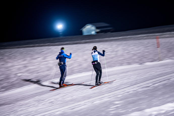 Loipe Degen Paar Langlauf