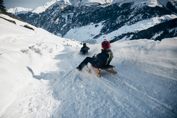 Tobogganing from Gadastatt to Leis