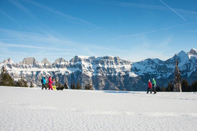 Family-friendly winter hiking trails on the Flumserberg