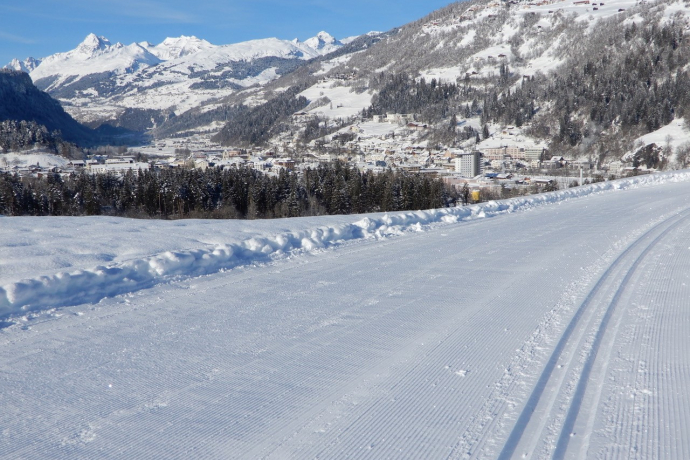 Die Loipe von Castrisch liegt in Sichtweite von Ilanz