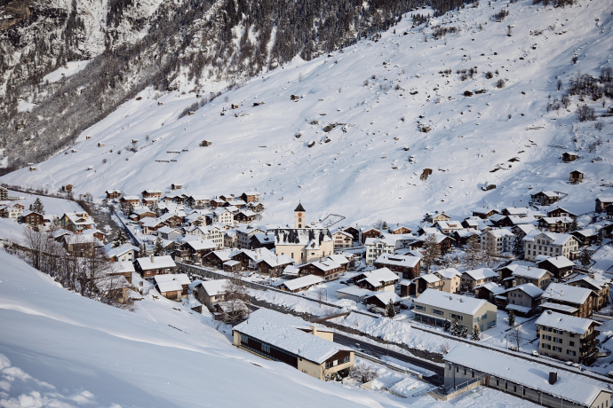 Vista del centro del paese di Vals