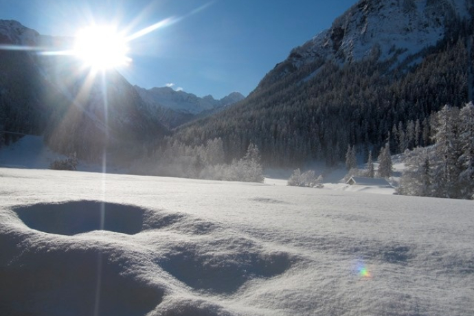 Blick von der Terrasse mit Teil unserers selbstgebauten Iglus