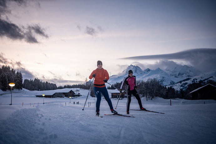 Loipe Foppa in Flond am Abend