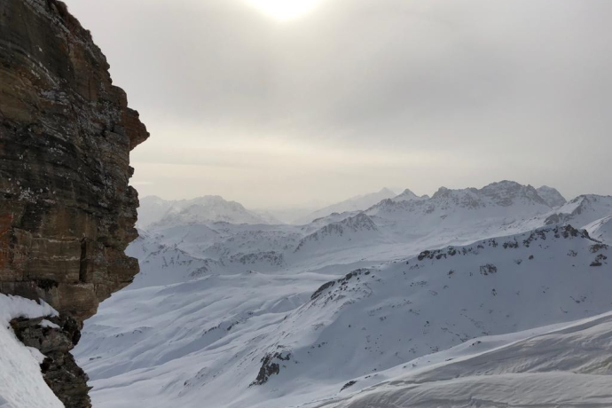 View below the ladder facing south