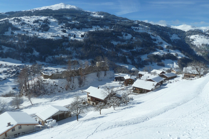 Plaster with Burg Castels in winter