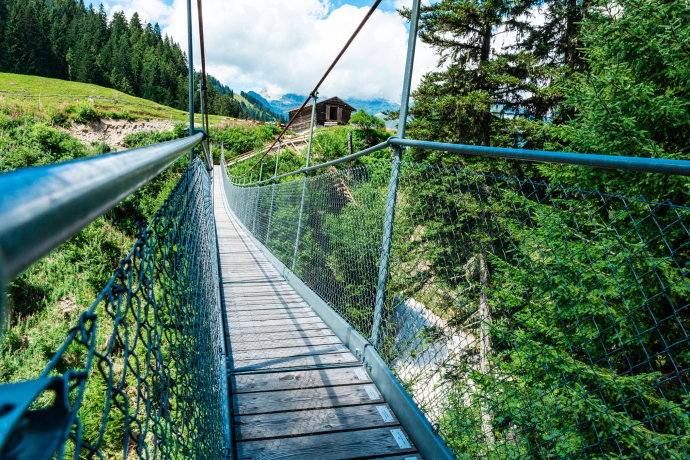 Das Foto zeigt die Hängebrücke in Val Sumvitg