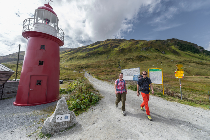 Start am Oberalppass beim Leuchtturm