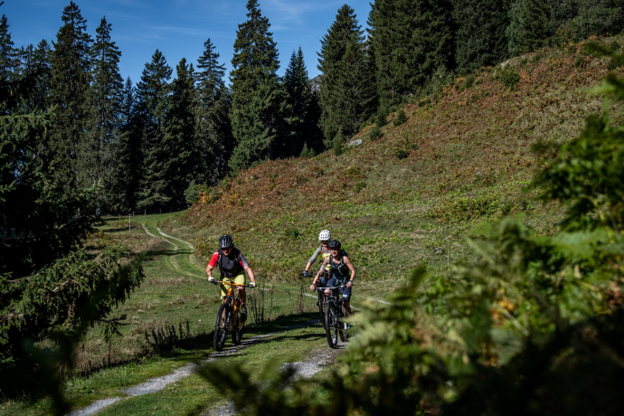 Kurz nach dem Downhill von der Alp Tschegn Dadens Sut
