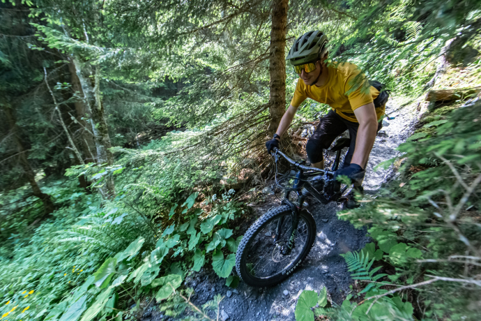 Biker auf dem Singletrail