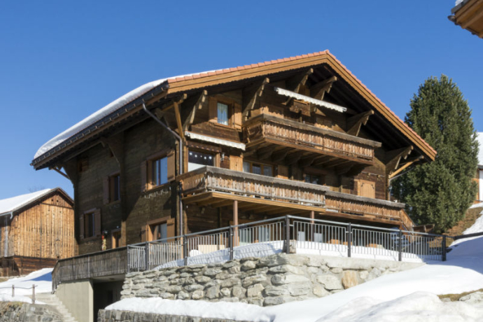 Ferienwohnung Genoveva Sax, Obersaxen Meierhof - Ansicht Winter