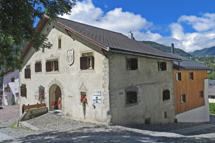 Exterior view of the Chasa Minar in summer