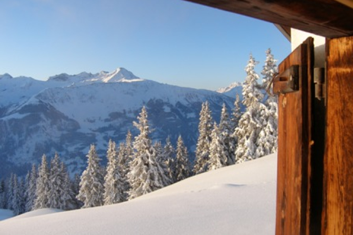 Wintermorgen auf der Alp Glivers - wie im Märchen