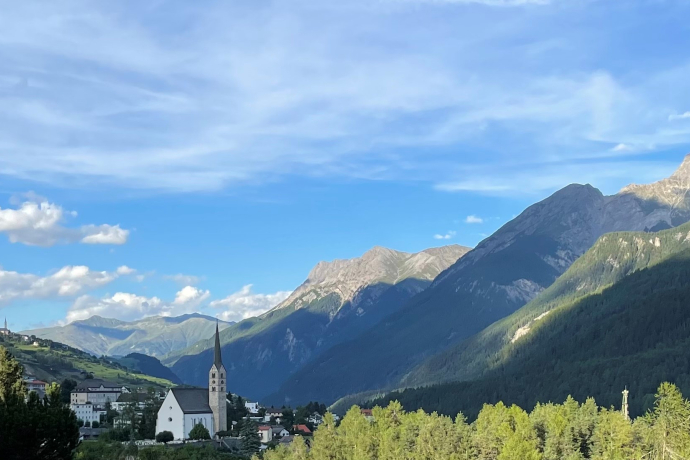 Panoramic view of the Lower Engadine mountains