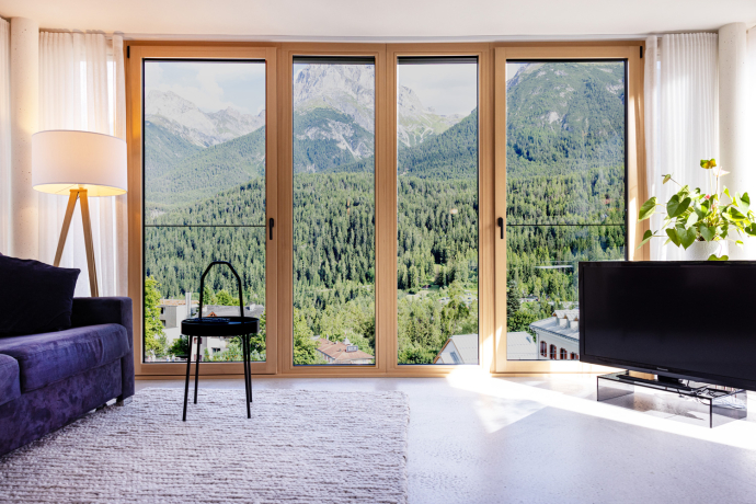 View living room Residenza Magenta Scuol