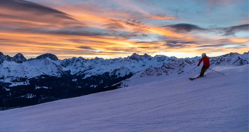 Skifahrerin im Skigebiet Savognin
