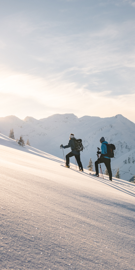 Snowshoe hikers in Disentis Sedrun