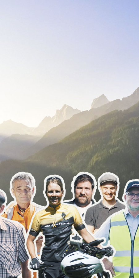 Collage aller Personen von Unterwegsbeiträgen auf dem Alpine Circle