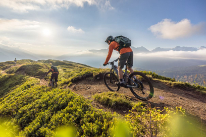 Mountainbiker in der Region Disentis Sedrun