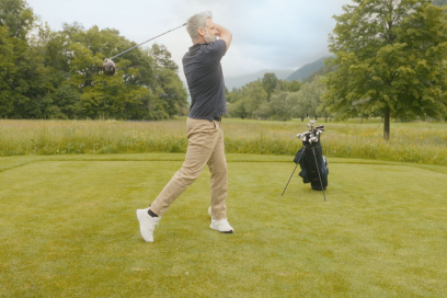 Golfer auf Golfplatz in Domat Ems Golfer auf Golfplatz in Domat Ems