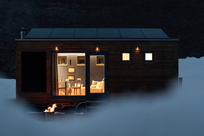 Winterglamping Camping Viva (Foto: © GRF, Thalia Wünsche) Winterglamping im Tiny Home Flurina auf dem Camping Viva