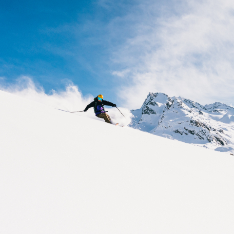 Skifahrer in Disentis Sedrun (Foto: © Christian Riefenberg) Skifahrer in Disentis Sedrun