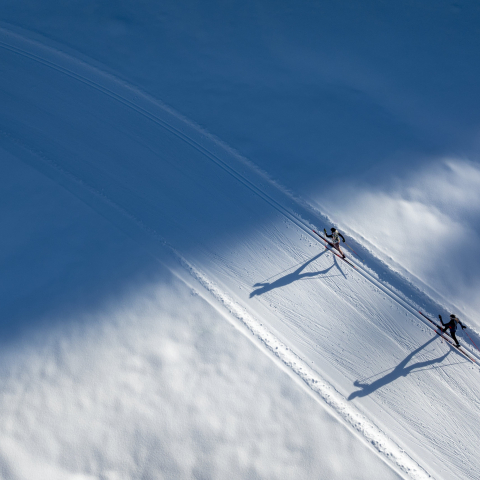 Langlaufende auf der Langlaufloipe
