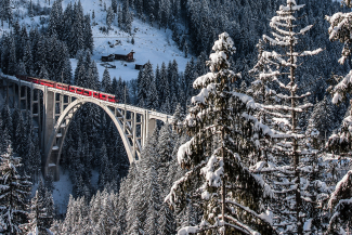 Langwieserviadukt bei Arosa der Rhätischen Bahn (RhB)