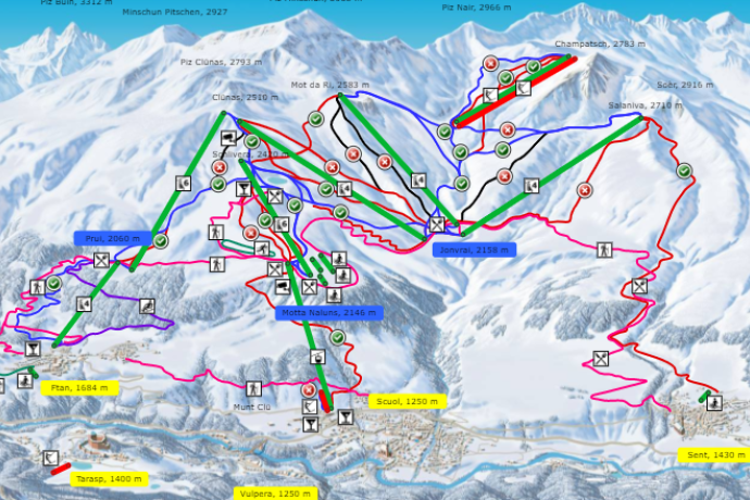 Skigebiet Scuol Motta Naluns und Snowpark | Graubünden Ferien