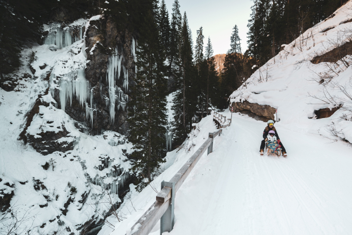 Runterschlitteln vom Berggasthause «Heimeli» (Foto: © Marco Hartmann)