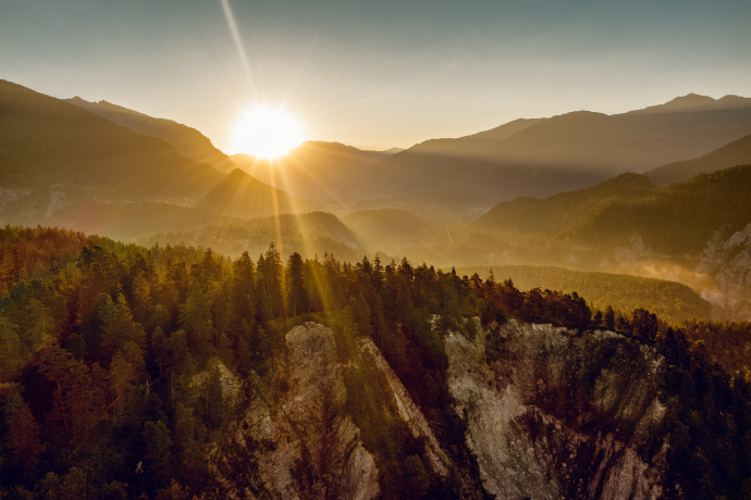 Sonnenaufgang über dem Schweizerischen Nationalpark