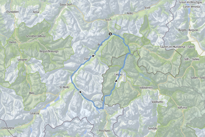 Karte zum «Giro Parc Naziunal Svizzer» Karte zum «Giro Parc Naziunal Svizzer»