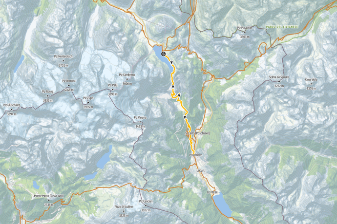 Karte zum Bernina Express Trail