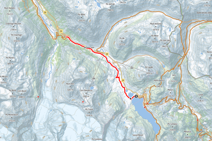 Karte zum Bernina Trail