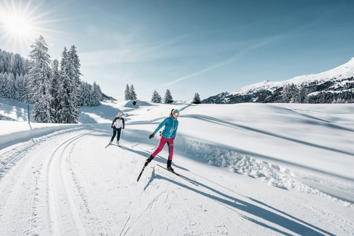 Langläufer*innen in Valbella