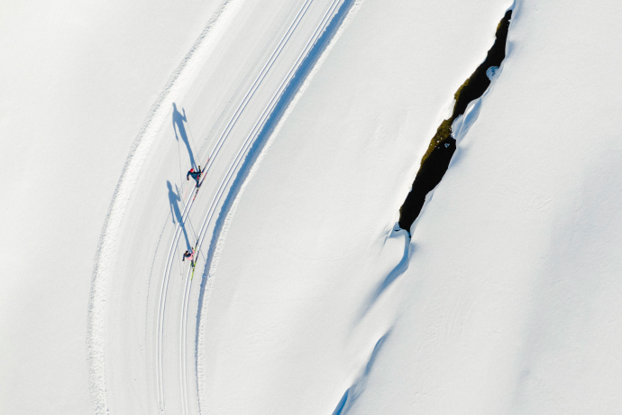 Zwei Langläufer in der Val Roseg