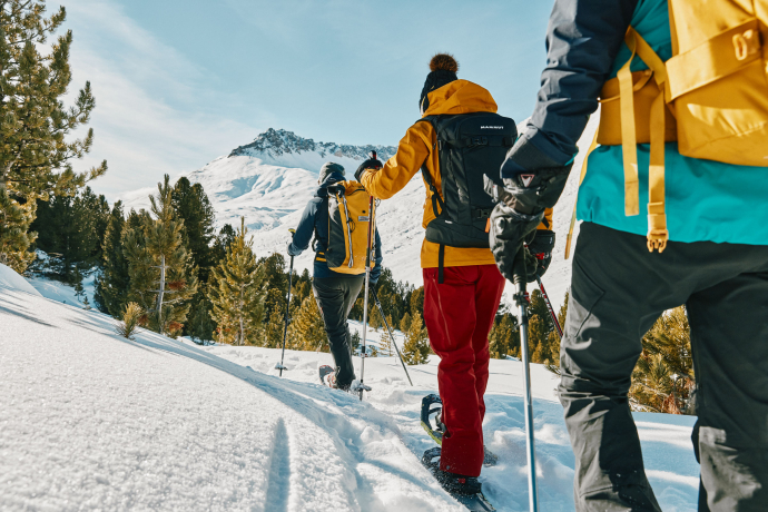 Via Silenzi – on the path of silence (Photo: © Switzerland Tourism / Colin Frei) Snowshoe hikers on the Via Silenzi in the Lower Engadine