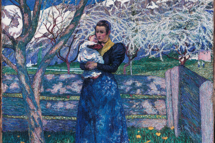 «Mutter und Kind unter Blütenbaum» (1900) von Giovanni Giacometti (Bündner Kunstmuseum Chur) Gemälde «Mutter und Kind unter Blütenbaum» (1900) von Giovanni Giacometti