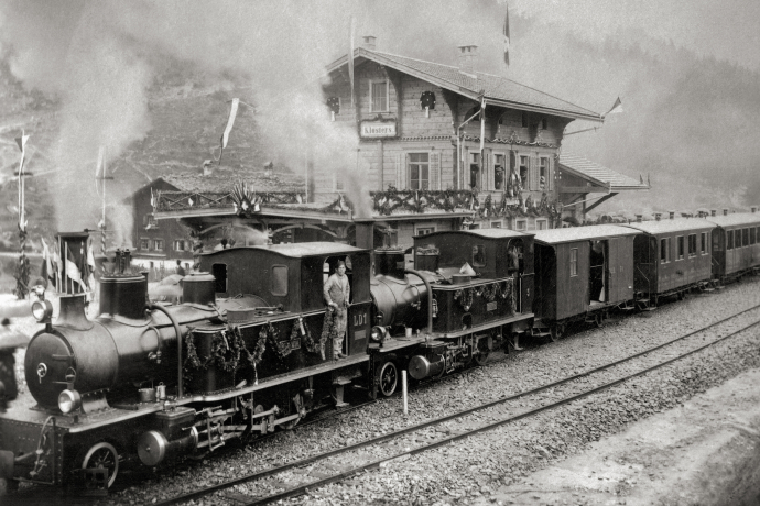 Bahnhof Klosters im Jahr 1989 (Foto: © Archiv RhB) Bahnhof Klosters im Jahr 1989