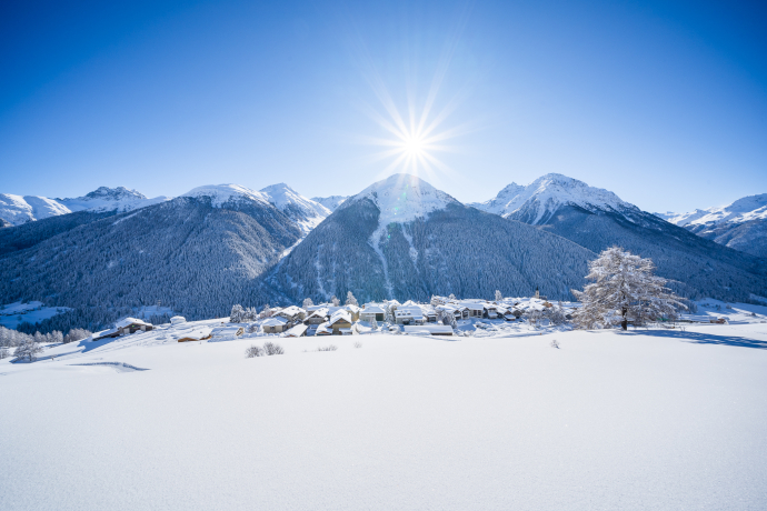 Mountain village of Guarda in the Lower Engadine