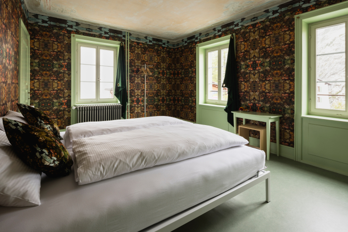 Die sieben Doppelzimmer und Suiten sind europäischen Metropolen gewidmet; dieses der Stadt Turin. (Foto: © Benjamin Hofer) Turiner Zimmer