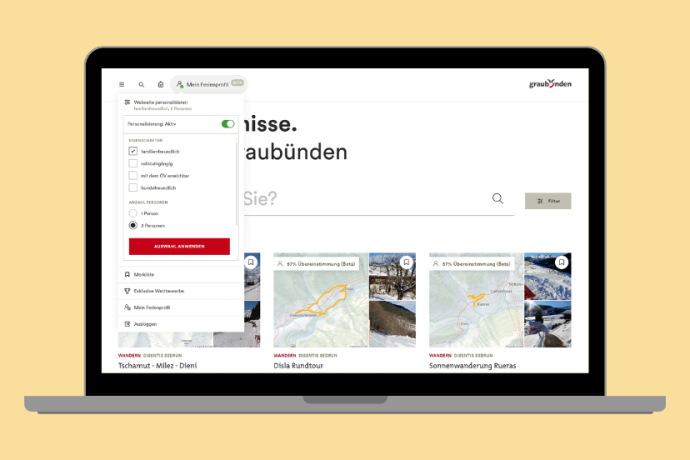 Personalisierung im Ferienprofil