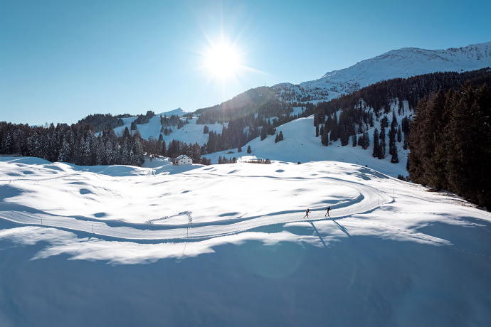 Panoramaaufnahme einer Loipe in der Lenzerheide (Foto: © Filip Zuan) Panoramaaufnahme einer Loipe in der Lenzerheide