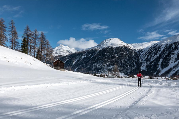 Cross-country skiing in Val Bever, Engadin Cross-country skiing in Val Bever, Engadin