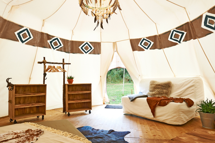 Tipizelt auf dem TCS Campingplatz Disentis