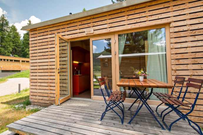 Holzbungalows Camping Gravatscha in Samedan