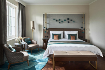 Das elegant eingerichtete Hotelzimmer im Grand Resort Bad Ragaz
